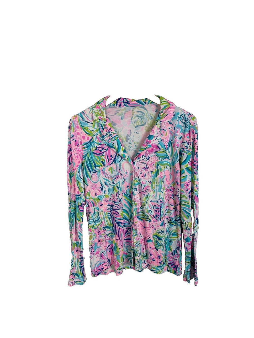 Lilly Pulitzer PJ Knit Button Up Top Lilly's Favorite Things Colorful Medium